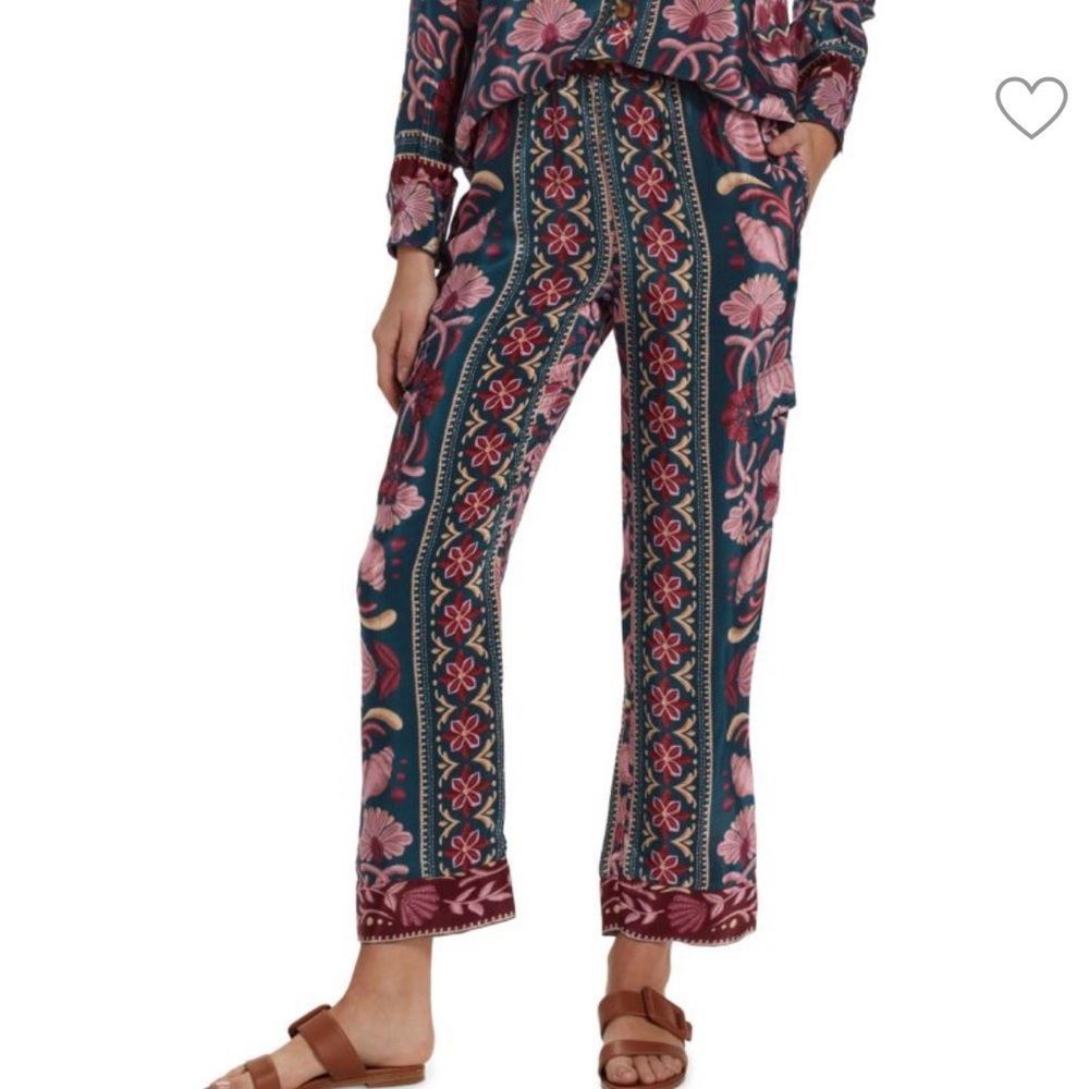FARM Rio Floral Wide Leg Pants - Pink and Blue